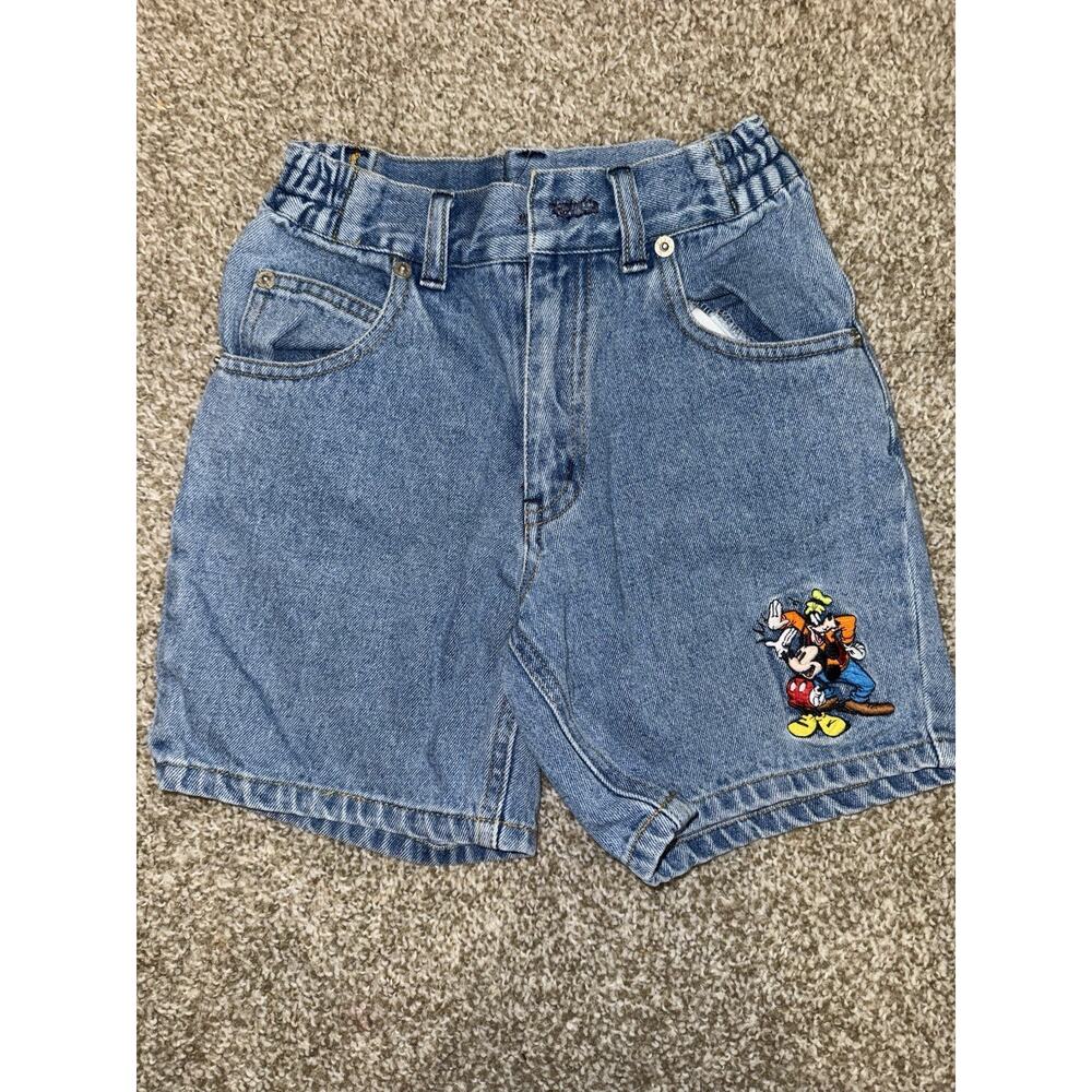 VINTAGE 90s DISNEY MICKEY MOUSE JEAN SHORTS FOR KIDS SIZE 5/6 Y